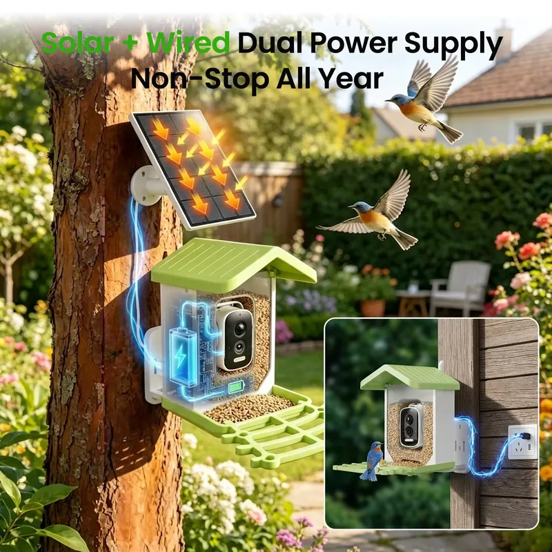 Smart Garden Video - كاميرا ذكية لتغذية الطيور، مقاومة للماء،